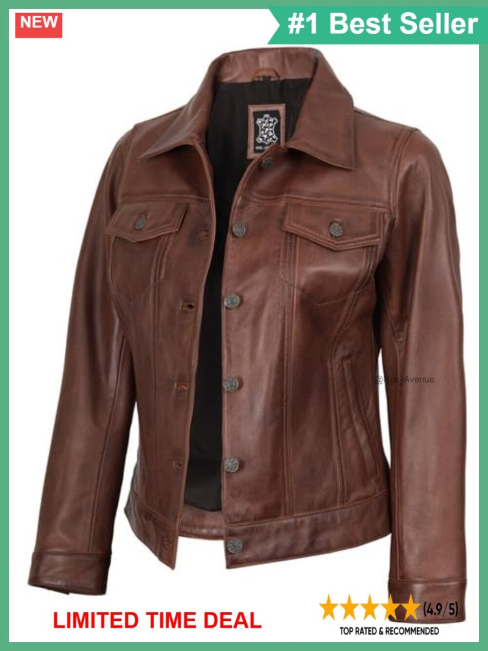 Real Lambskin Trucker Leather Jacket Button Closure Pockets Lined